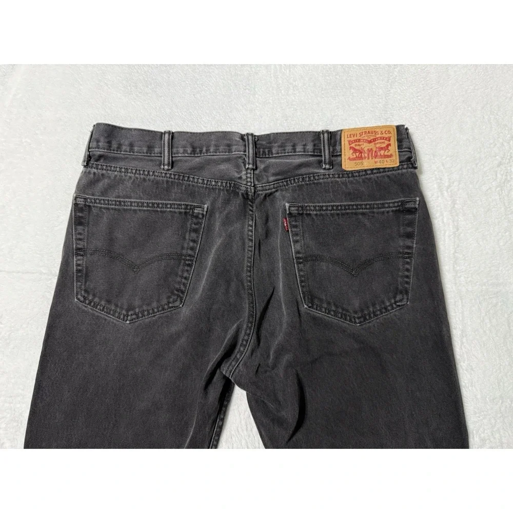 Levis 505 Jeans Mens 37x29 Black Regular Straight Mid Rise‎ Dark Wash